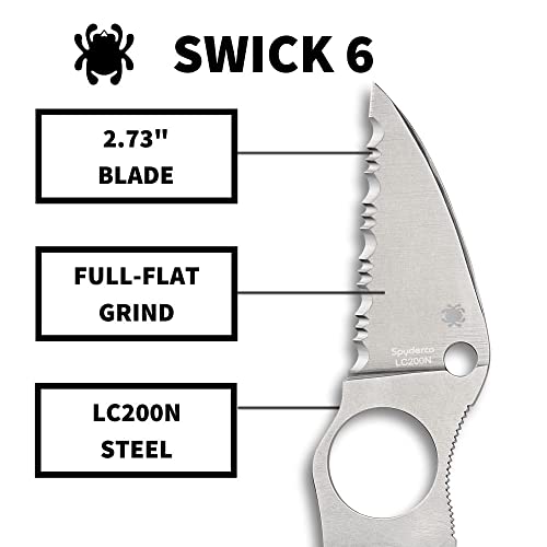 Spyderco Swick 6 Small Folding Pocket Knife With 2.73 Inch Full Flat Ground Wharncliffe Blade And G-10 Handle - Spyderedge - Fb14P6 #TOP2