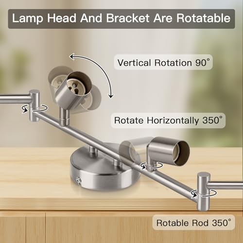 Ketom Deckenstrahler LED 6 Flammig Silber, Deckenlampe GU10 LED, Schwenkbar Strahler Innen Decke, Deckenlampe Spots Metall, Modern Deckenleuchte Strahler für Wohnzimmer Küche, Ohne Leuchtmittel