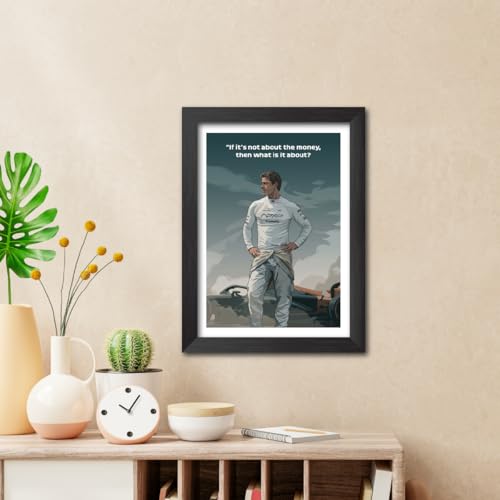 Image of TenorArts F1 Movie Poster Hollywood Movie Posters Vector Art Photo Frame Painting With Dark Wooden Texture (12inches x 9inches)