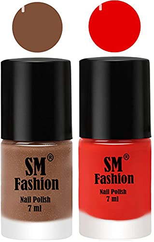 Image of Long Lasting Nail Polish | Nail Paint Combo 7 ml Each) - Set of 2 Tan-Fire Orange