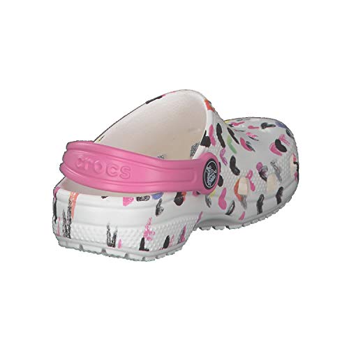 Sandália Classic Heart Print Clog Kids, Crocs, Criança-Unissex, White, 27