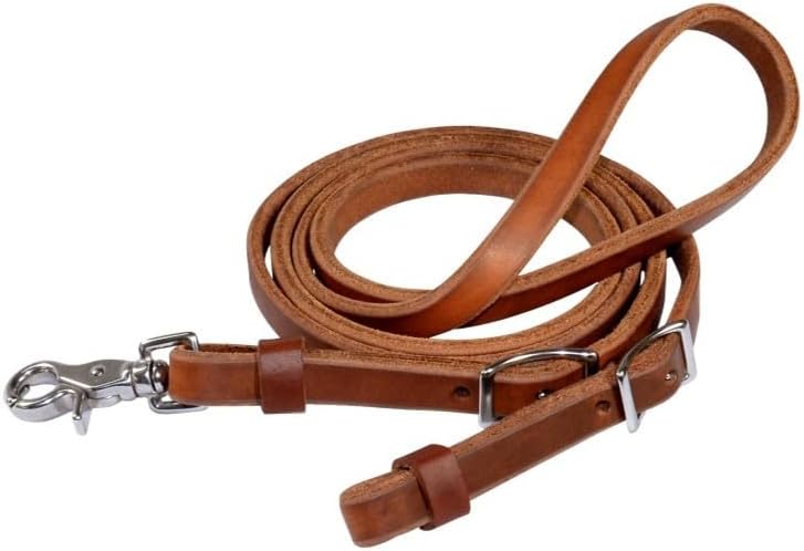 Circle Y Contest Rein | Durable Adjustable Western Flat Leather Equine Training Roper Rain with Heavy Stainless Steel Hardware | Ranch Riding, Horse Training & Equestrian Sport