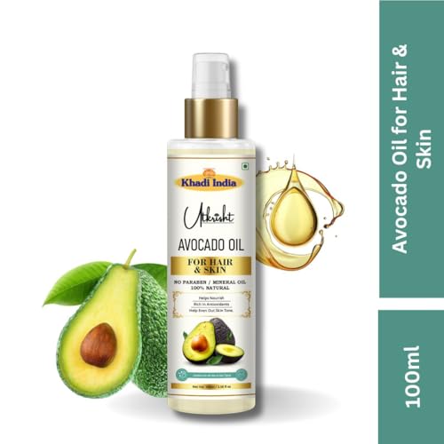 Image of Khadi Avocado Oil For Skin & Hair 100ml | Pure & Natural Oil for Hair Growth & Nourishing Skin Care | Non Sticky, Paraben & Mineral Oil Free | For All Hair Types | Daily Use for Men & Women