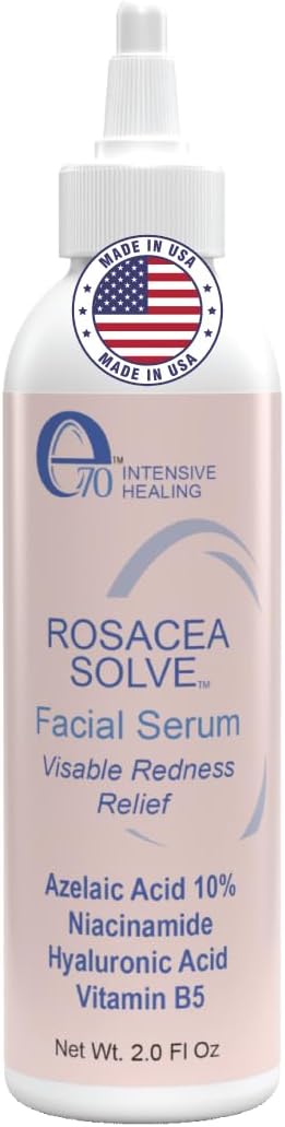 Rosacea Treatment Skincare Face Serum for Women & Men - Gentle Face Serum Moisturizer Redness Reducing Skin Care with 10% Azelaic Acid, Made in USA by e70 (2 fl. oz)