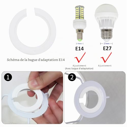 DULEE Abat-jour supérieur 7 x hauteur 8 x bas 12 pouces E27 E14 fait à la main pour lampe de table, lampe à tambour, lampadaire, oiseau – vue 5