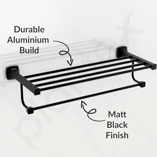 Image of Plantex Space Aluminum Towel Rack for Bathroom /Towel Stand /Hanger /Bathroom Accessories(24 Inch-Black)
