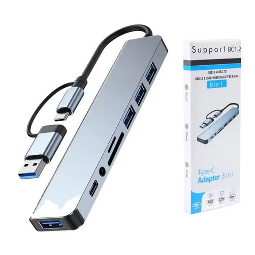 Image of 3.0 USB C Hub, 8 in 1 Type C Multi USB Connector Adapter with USB 3.0 and USB 2.0 Ports, USB Expander for Laptop, Mobile, Pc, Printers, Flash Drive, MacBooks, HDD, Camera, Keyboard,Mouse