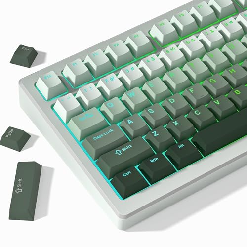 Womier Green Keycaps for Mechanical Keyboard, Shine Through PBT Keycaps Cherry Profile, Custom Key Cap for 60 75 100 Percent Cherry Gateron MX Switches Keyboard, Gradient Green