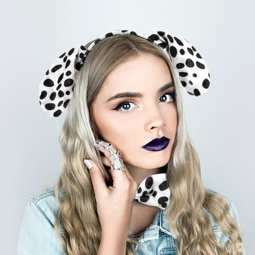 VALICLUD 3 sets Dalmatian Dog Ears Headbands Bow Ties Tails Halloween Costume Accessories Kids Adults Cosplay Carnival Parties Fancy Dress Events - Image 3