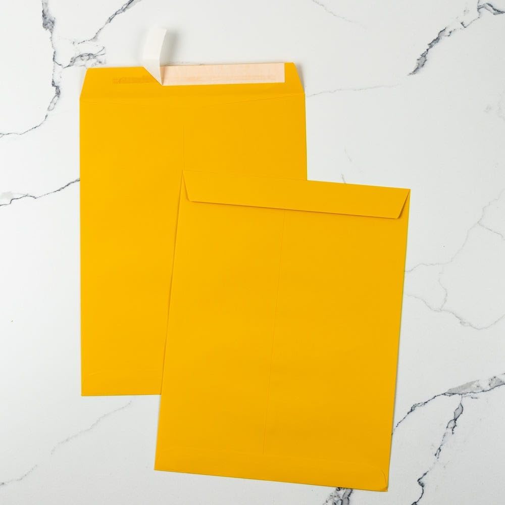 LUXPaper 10 x 13 Open End Envelopes | Peel & Press | Sunflower Yellow | 80lb. Text | 250 Qty