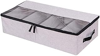 ApisNest Multifunction Foldable Storage Bag Under Bed Box Adjustable Compartment Size With Regulated/Removable Pasteable Dividers board For Boots Shoes Clothes Comforters Blankets