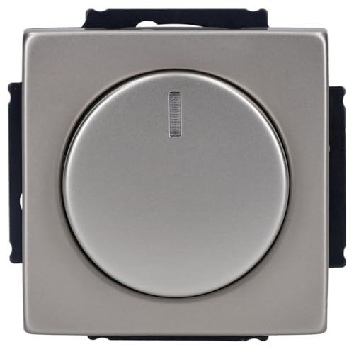 BUSCH-JÄGER, LED-Drehdimmer (LED Dimmer) 6523 U-102 (6523U 102) 6523U102 mit Zentralscheibe 6540-866-102 in PUR Edelstahl
