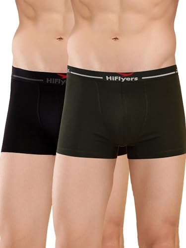 Image of HiFlyers Men's Cotton Spandex Odour-Free, Long Lasting Comfort, All Day Fresh and Confidence Dark Knight Collection Solid Trunks