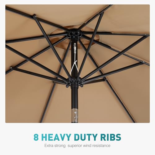 Image of OLIXIS 9FT Patio Umbrella Outdoor, Patio Table Umbrella 9 Feet Sun Shade for Pool, Beach, Outside Umbrellas with Tilt and Crank Button & Sturdy Ribs Waterproof for Deck, Terrace and Restaurant