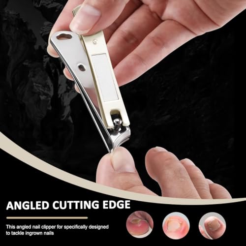 Image of MAYCREATE Nail Clipper Set, Stainless Steel Slanted Nail Cutter & Nail Filer Set with Travel Case Nail Grooming Kit Gift for Men Women