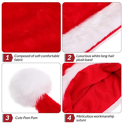 KONVINIT Luxury Santa Claus Hat,Christmas Party Hat for Men and Women,Red - Image 3