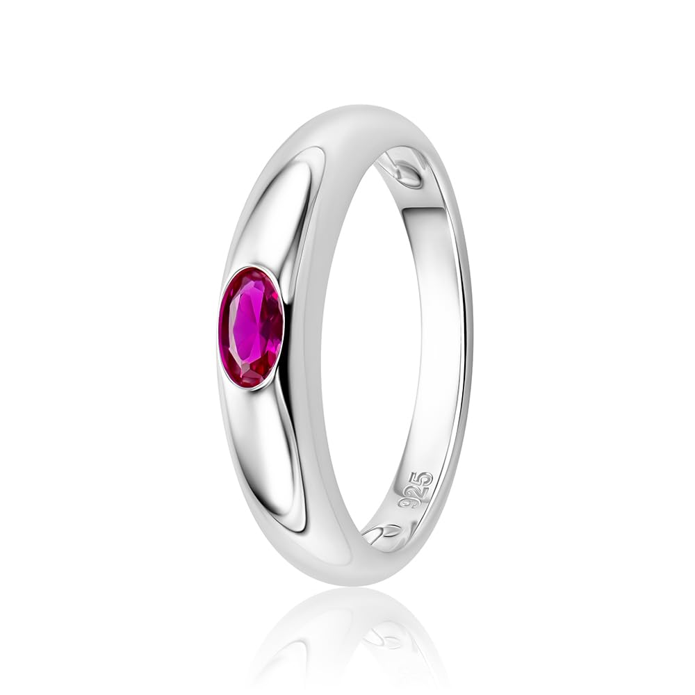 OROVI Anello Donna in Argento 925, Anello di Fidanzamento, Fede, con Pietre Preziose Rubino/Smeraldo/Zaffiro, Solitario in Argento Sterling, Gioielli Donna Anallergici