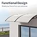 VIVOHOME Polycarbonate Window Door Awning Spliced Canopy Transparent with Black Bracket 40 Inch x 80 Inch