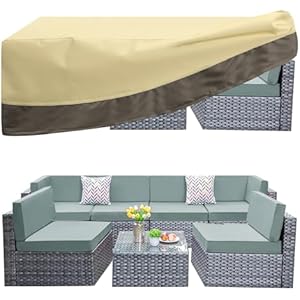 PureFit Patio Furniture Covers, Outdoor Table Furniture Cover Waterproof Canvas Rectangle 650D Patio Covers for Outdoor Furniture, Lawn, Deck, Backyard, Anti-fade & Tear Resistant, 126"L x 8