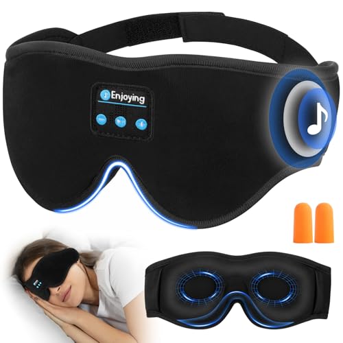 URAQT Schlafkopfhörer Bluetooth Schlafmaske mit Kopfhörer Schlafmaske Seitenschläfer Stirnband Kopfhörer zum Schlafen 3D Schlafkopfhörer Atmungsaktive mit Hi-Fi Klang 10h Laufzeit Waschbar Schwarz