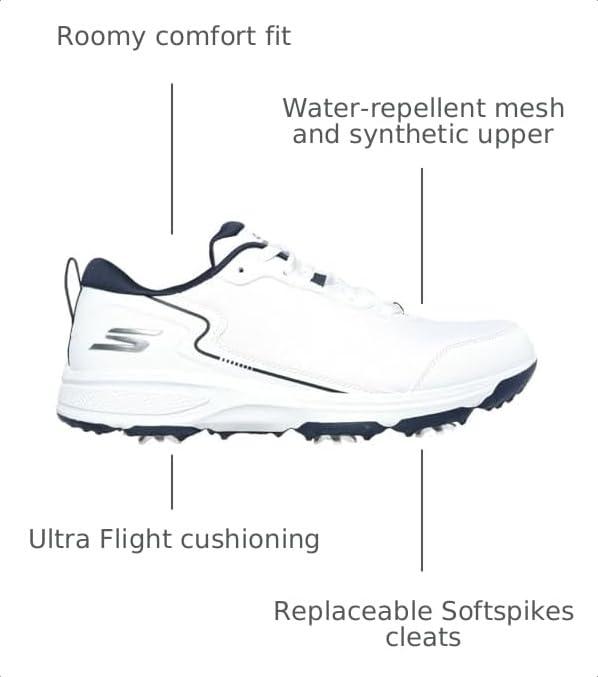 Image of Skechers Mens Men's Torque Sport Fairway Relaxed Fit Spiked Golf ShoeSneaker