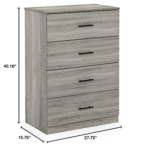 Furinno Tidur Simple Design Dresser, 4-Tier Handle, French Oak Grey #TOP5