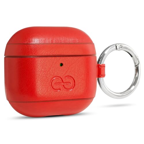 Dreem Om Case Cover with Keychain Clip Compatible with AirPods 4 for Apple AirPods 4th Generation, Vegan Leather AirPod Case for Men & Women, Luxury Earbuds Accessory for iPhone - Red