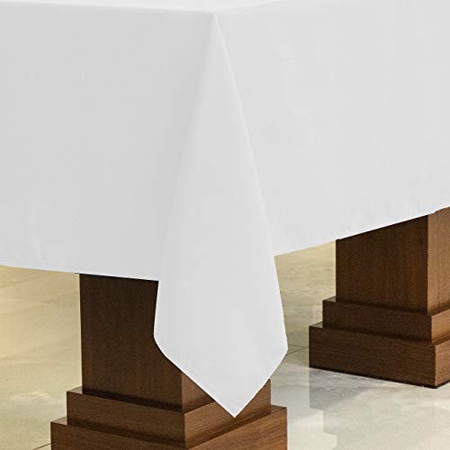 Kadut Rectangle Table Cloth 2 Pack (60 X 102 Inch) White Tablecloth For 6 Foot Table | Heavy Duty Fabric | Machine Washable Tablecloth, For Parties, Weddings, Dining, Wrinkle-Resistant Table Cover #TOP1
