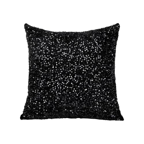 SquarePie Sequin Velvet Throw Pillow Covers 18x18 Inch Black Sparkling Glitzy Cushion Covers Decorative Pillow Cases for Couch Sofa Living Room Home Party Decor
