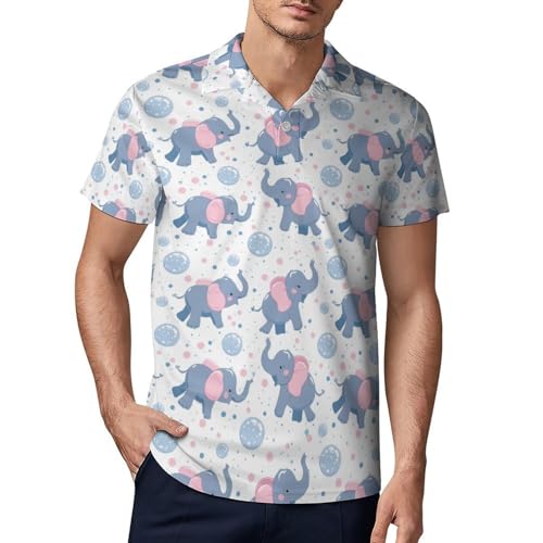 Cute Elephants and Bubble Novelty Men's Short Sleeve Shirts Funny Golf Tennis Work T-Shirt Sport Tee 4XL