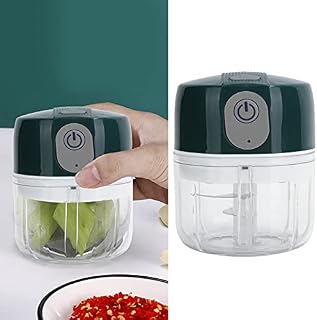 Electric Vegetable Grater, 250ML Mini 3-Blade Garlic Chopper Food Processor Vegetable Mincer Cutter USB Charging Masher(250ML Green)
