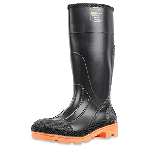 Servus PRM 15" PVC Men's Work Boots with Steel Toe and Steel Midsole, Black & Orange (75145C)