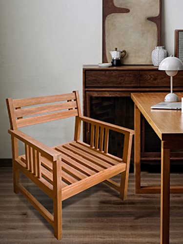 Dacom Golden Teak Outdoor Patio Armchair With Cushions,5Cm White Cushion And Solid Teak Wood,Brown #TOP4