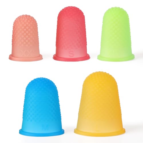 5Pcs Rubber Fingers Tips for Sorting Paper Thimbles for Hand Sewing Rubber Finger Gripper Protectors for Knitting Hand Embroidery Fingertip Grips Cover for Paperwork Counting Crafts