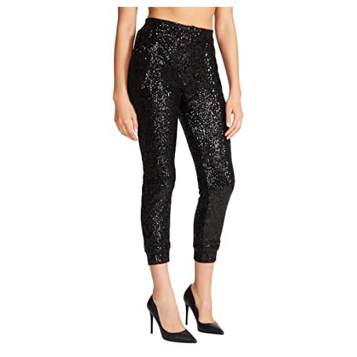 BB DAKOTA by Steve Madden Women's Glitter END Jogger Pant, Black, XS