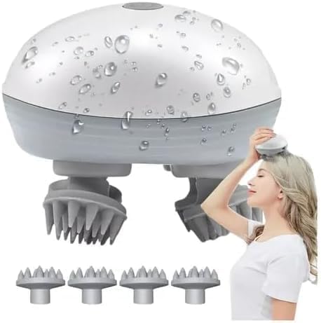 Electric Scalp Massager Rechargeable Cordless Head Massager for Stress Relief & Deep Relaxation, IPX7 Waterproof, 3 Modes, 2 Styles 8 Silicone Claws, Anti-Tangle, USB-C, Self-Care Gift for Women & Men