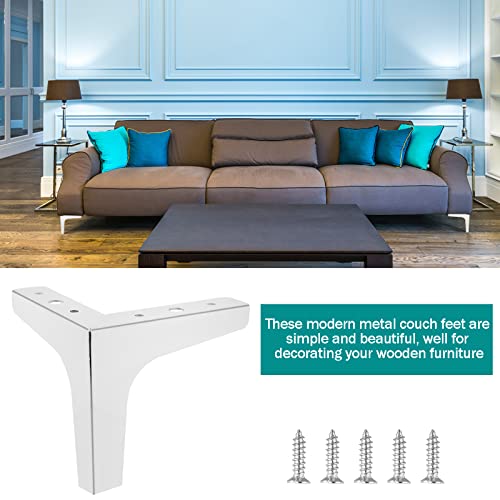 Bivethoi 5 Inch Furniture Legs Set Of 4, Polished Chrome Legs Metal Triangle Furniture Legs Sofa Feet Diy Replacement Legs For Ottoman Couch Cabinet Cupboard #TOP2