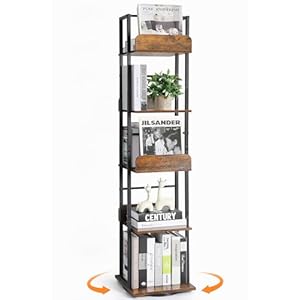 Bibliothèque à 5 Niveaux Bibliothèque Meuble de Rangement Bibliothèque Rotative Tour pour Coin Vasagle Bibliothèque Bibliothèque Manga Bois et métal Noir