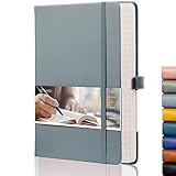 Características del cuaderno de puntos A5: cada diario viene con un cierre elástico, 1 lazo para soporte para bolígrafos, 2 marcadores, 1 bolsillo trasero, 2 plantillas de diario gratis y diseño de esquina de arco redondeado humano