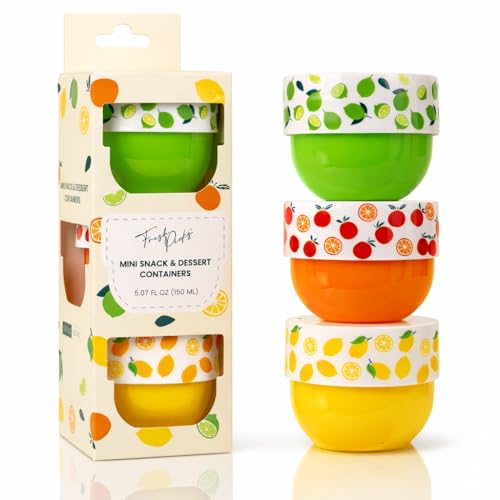 MosJos Snack & Dessert Containers Set of 3 (5 oz) – BPA Free Stackable Food Storage Cups with Secure Lids – Reusable Travel Containers for Office Snacks, Meal Prep & Portion Control