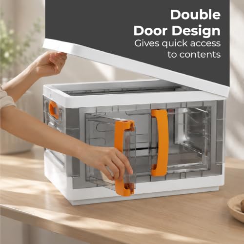 Image of Lifelong Foldable Storage Box with Top Opening & Front Double Door Design | Stackable Multipurpose Organizer for Clothes, Blankets, Bedding, Toys & Books | Ideal for Wardrobe, Closet, Bedroom