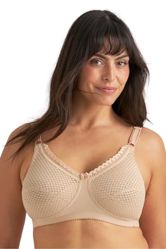 Miss Mary of Sweden Cotton Dots Womens Non-Wired Supportive Bra with Pattern 40DD Beige