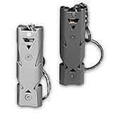 Emergencia Silbato de Acero Inoxidable Doble Tubos Alta decibelios al Aire Libre...