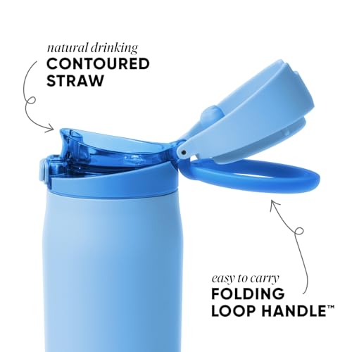 Image of Simple Modern Water Bottle with Straw & Handle | 24oz | Blue | Mesa Loop Insulated Water Bottle for School, Sports, Travel | Leak Proof, Stainless Steel | Snow Day