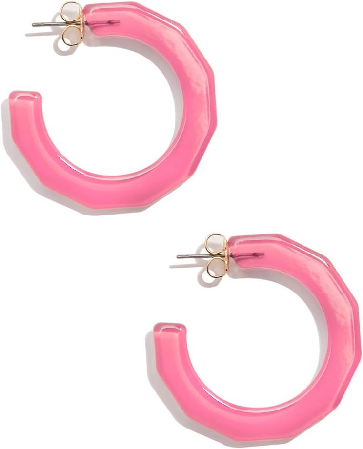 ZENZII Colorful Resin Acrylic Textured Flat Hoop Earring for Women