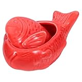 COLLBATH Keramik Saucenschale Fischförmig mit Deckel Gewürzschale für Sojasauce und Dips Lebensmittelgeeignetes Serviergeschirr für Haushalt und Japanischen Stil