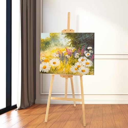 Image of Chocozone 5feet Easel Stand for Painting Easel Stand for White Board with Adjustable Height & Angle Indoor & Outdoor Advertisement Board (Wood)