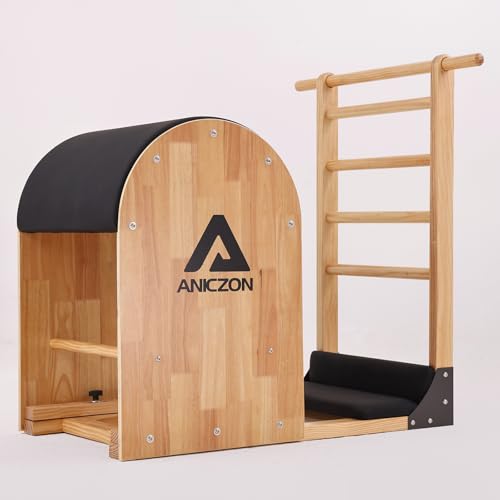 STSERT ZONE Ladder Barrel, Pilates Exercise Equipment for Building Strength and Flexibility, Strength-Training Tool, Workout Equipment for Home Pilates Gym or Studio Use (Curved Style, Oak)