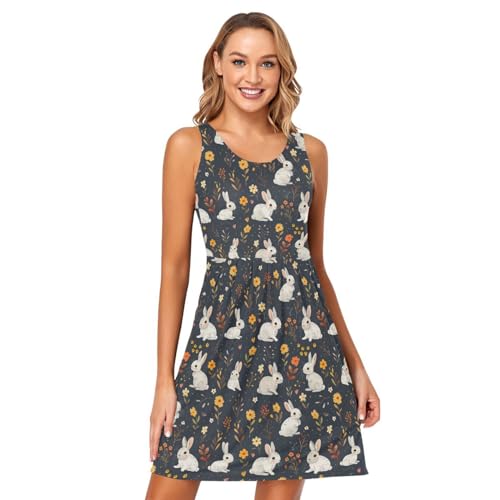 Image of ALAZA Women's Summer Dress Sun Dress Sleeveless with Pockets