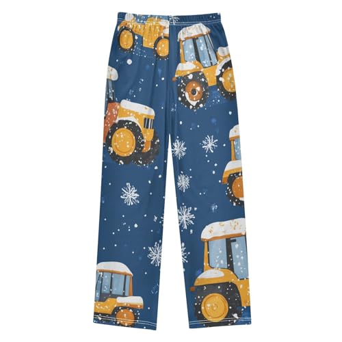 ZZXXB Tractor Snow Print Boys Long Pants Soft Trousers Elastic Waist Kids Lounge Bottoms with Pockets S-XL2
